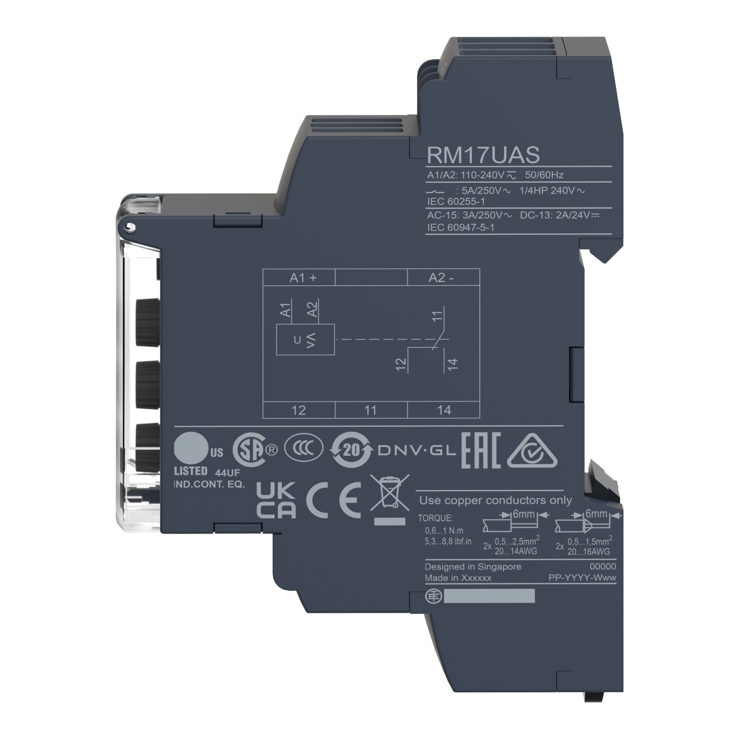 Picture of Modular 1-phase voltage Control Relay, Harmony Control Relays, 5 A, 1 CO, 20…80 V AC/DC