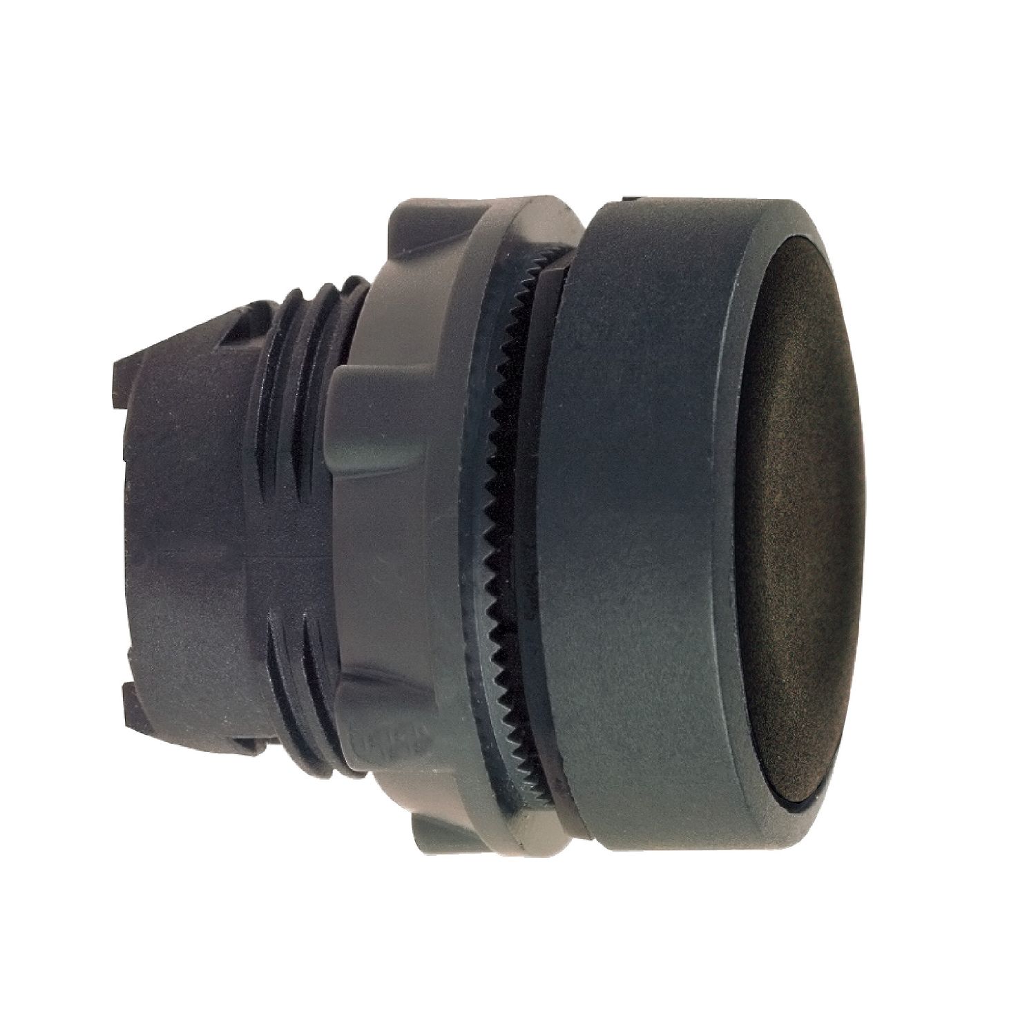 Picture of Push button head, Harmony XB5, plastic, flush, black, 22mm, spring return, unmarked