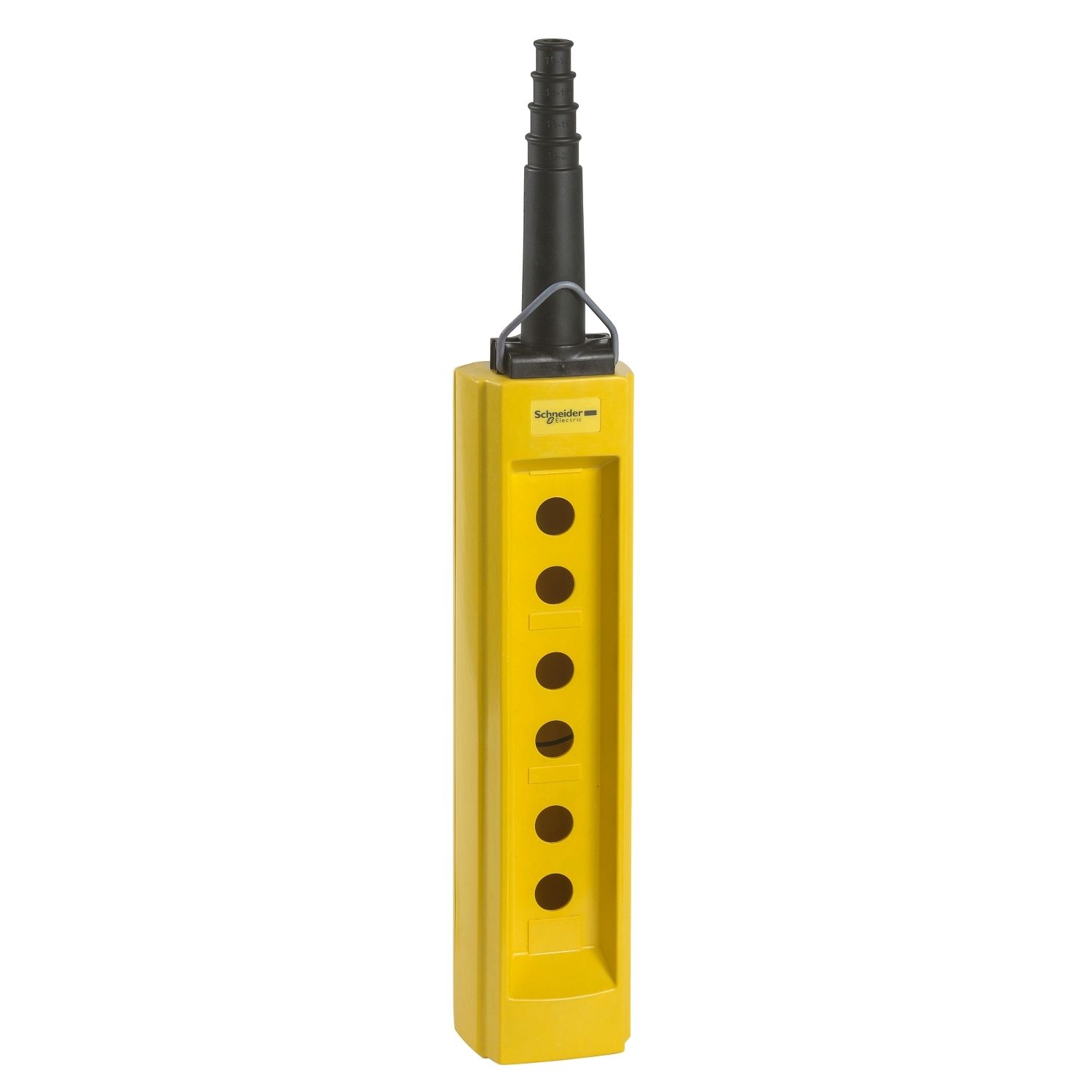 Picture of Empty pendant control station, Harmony XAC, plastic, yellow, 6 cut outs, for cable 10...22mm