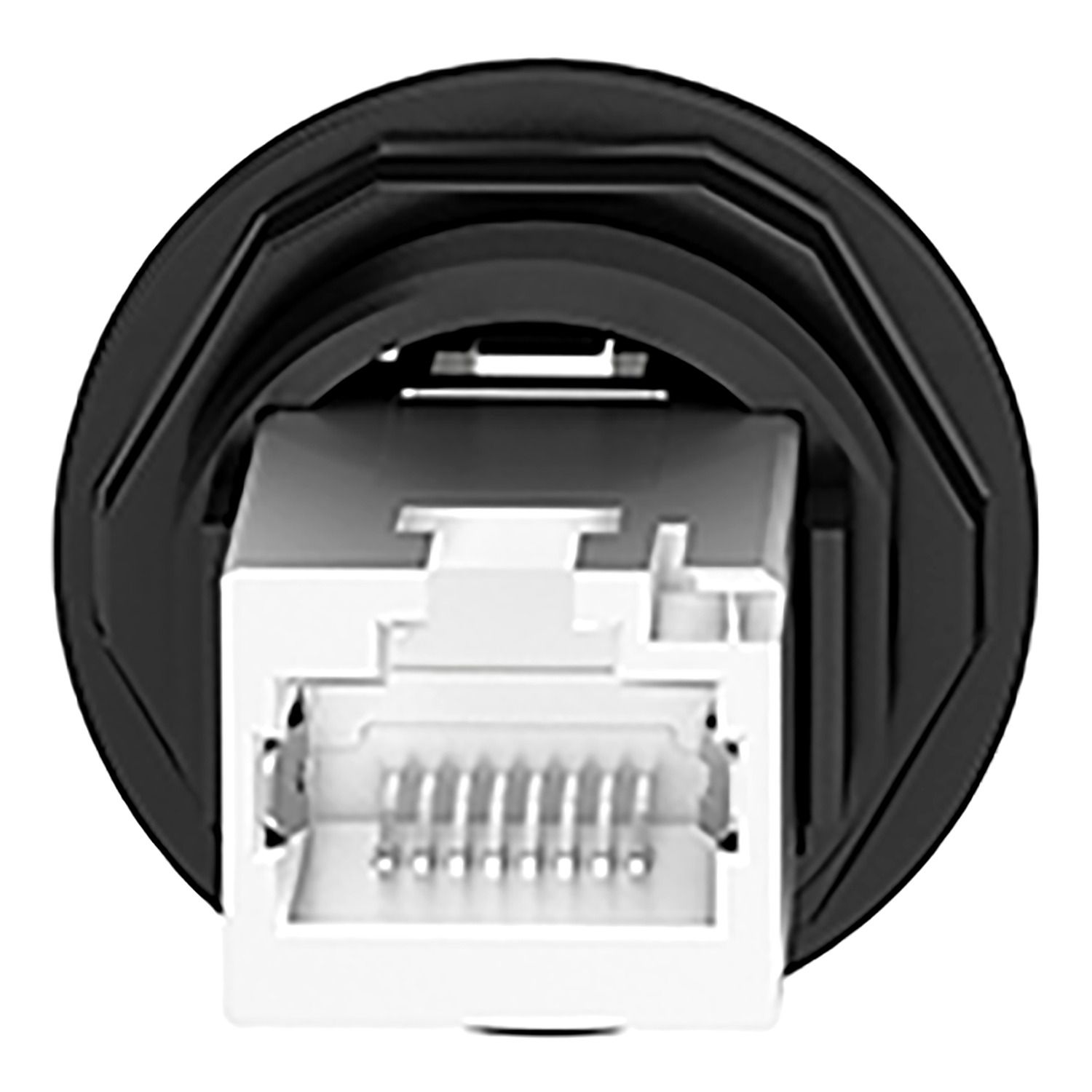 Picture of Panel mounted RJ45 port, Harmony XB5, plastic, 22mm, for ethernet interface, RJ45 jack
