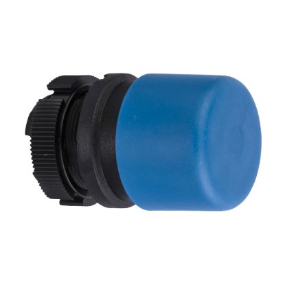 Picture of blue Ø30 mushroom pushbutton head Ø 22