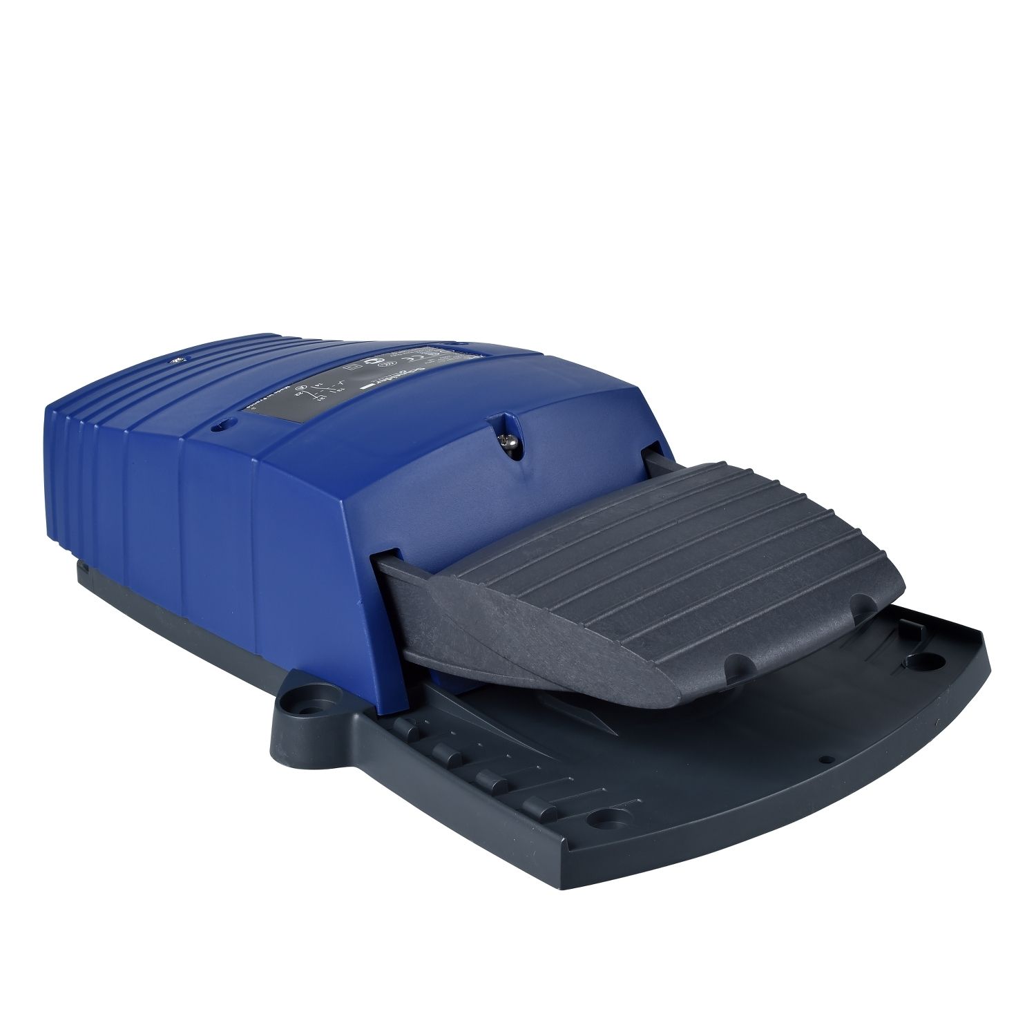 Picture of Single foot switch, Harmony XPE, plastic, blue, without cover, 1 step, 2 contacts 1NC+NO, IP66