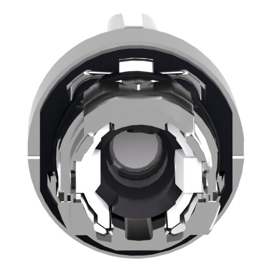 Picture of Head for illuminated selector switch, Harmony XB4, chromium metal, white handle, 22mm, universal LED, 3 positions, to center