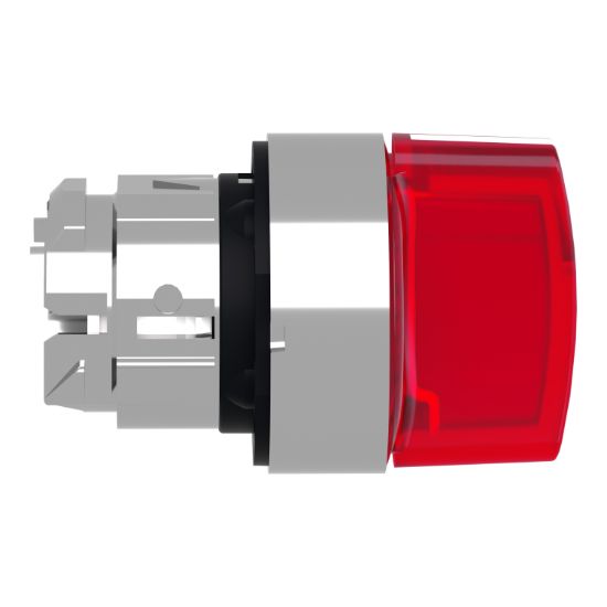 Picture of Head for illuminated selector switch, Harmony XB4, metal, red handle, 22mm, universal LED, 3 positions, left to center