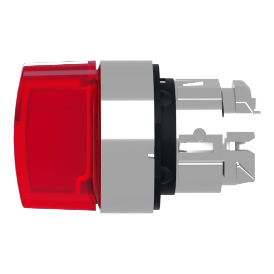 Picture of Head for illuminated selector switch, Harmony XB4, metal, red handle, 22mm, universal LED, 3 positions, right to center