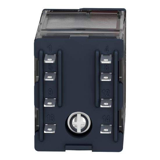 Picture of miniature plug in relay, Harmony Electromechanical Relays, 12A, 2CO, lockable test but to n, 48V AC