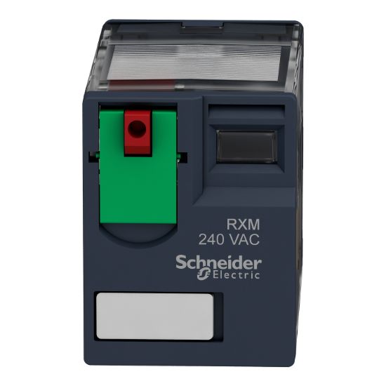 Picture of miniature plug in relay, Harmony Electromechanical Relays, 12A, 2CO, lockable test but to n, 48V AC