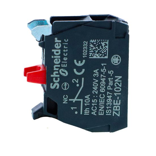 Picture of Single contact block, Harmony XB5N XB7N, silver alloy, screw clamp terminal, 1 NC