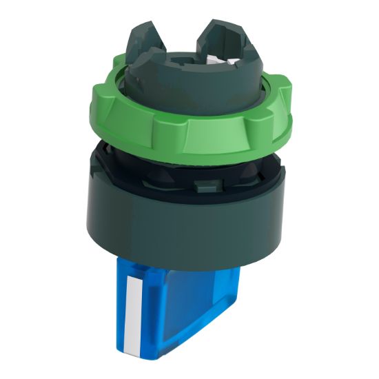 Picture of Head for illuminated selector switch, Harmony XB5, plastic, blue handle, 22mm, universal LED, 2 positions, spring return
