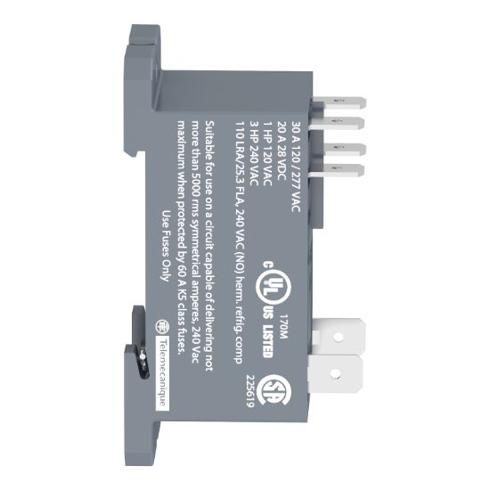 Picture of power relay, Harmony electromechanical relays, DIN rail or panel mount relay, 30A, 2NO, 24V DC