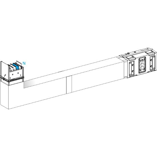 Picture of Elbow, Canalis KSA630, aluminium, 500/630A, side A made to measure with fire barrier, to go upward, 3L+N+PE, RAL9001