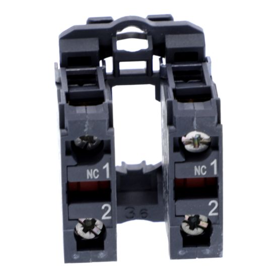 Picture of Single contact block with body fixing collar, Harmony XB5, plastic, screw clamp terminal, 2NC
