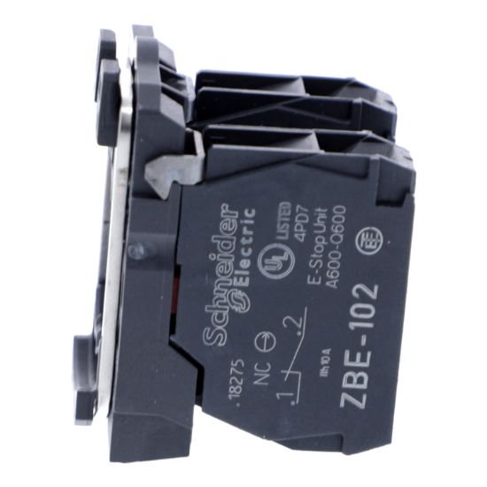 Picture of Single contact block with body fixing collar, Harmony XB5, plastic, screw clamp terminal, 2NC