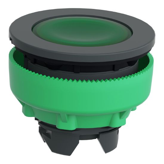 Picture of Head for pilot light, Harmony XB5, antimicrobial, plastic, green, 30mm, universal LED, plain lens