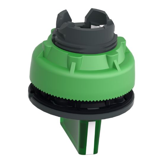 Picture of Head for illuminated selector switch, Harmony XB5, plastic, green handle, flush mounted, universal LED, 3 positions