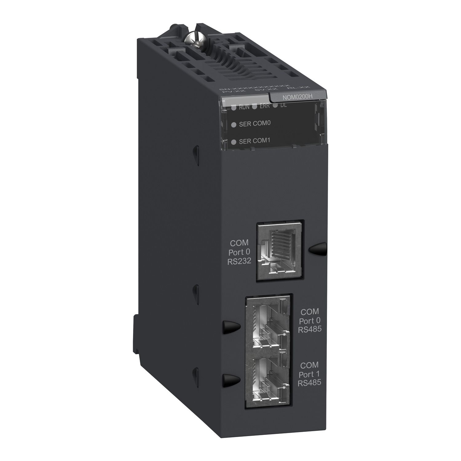 Picture of communication module, Modicon X80, Serial link module, 2 RS485 or 232 ports in Modbus and character mode, severe environment