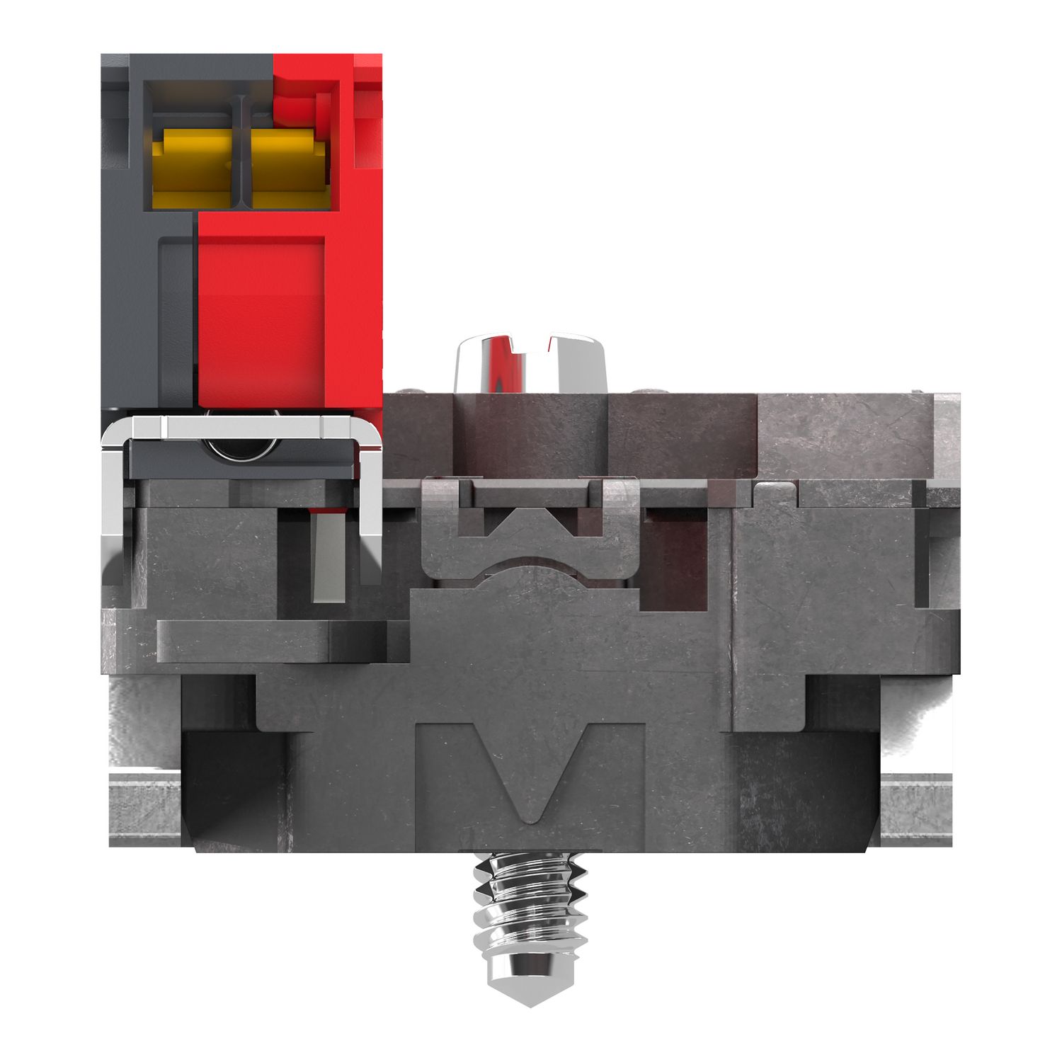 Picture of Complete body contact assembly, Harmony XB4, single contact, with fixing collar, metal, 1 NC, compact push in terminals