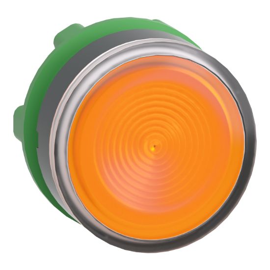 Picture of Head for illuminated push button, Harmony XB5, plastic, orange flush, 22mm, universal LED, spring return, grooved lens