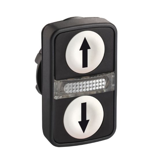 Picture of white flush/white flush illuminated double-headed pushbutton 22mm with marking