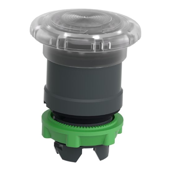 Picture of Head for illuminated push button, Harmony XB5, plastic, white mushroom 40mm, 22mm, universal LED, turn to release