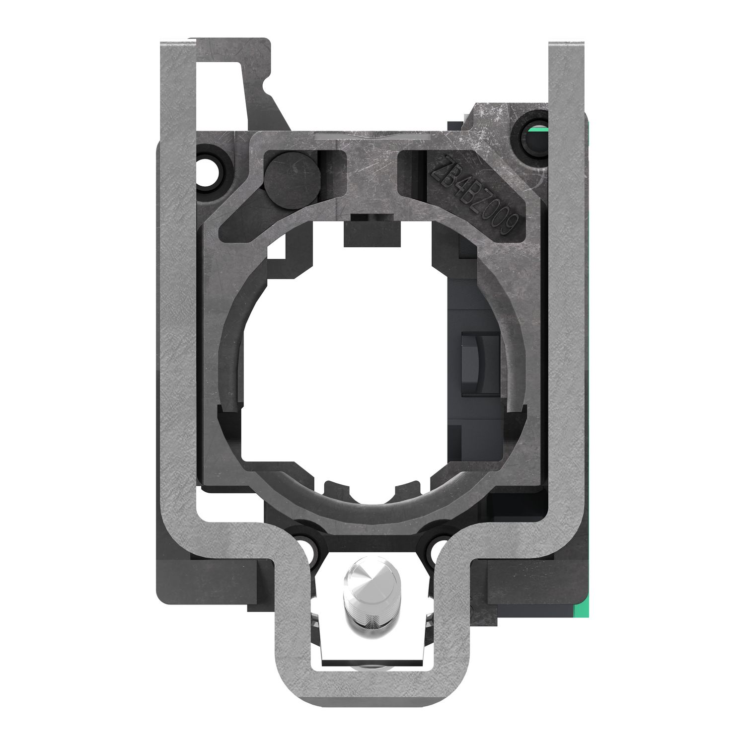 Picture of Complete body contact assembly, Harmony XB4, single contact, with fixing collar, metal, 1 NO, compact push in terminals