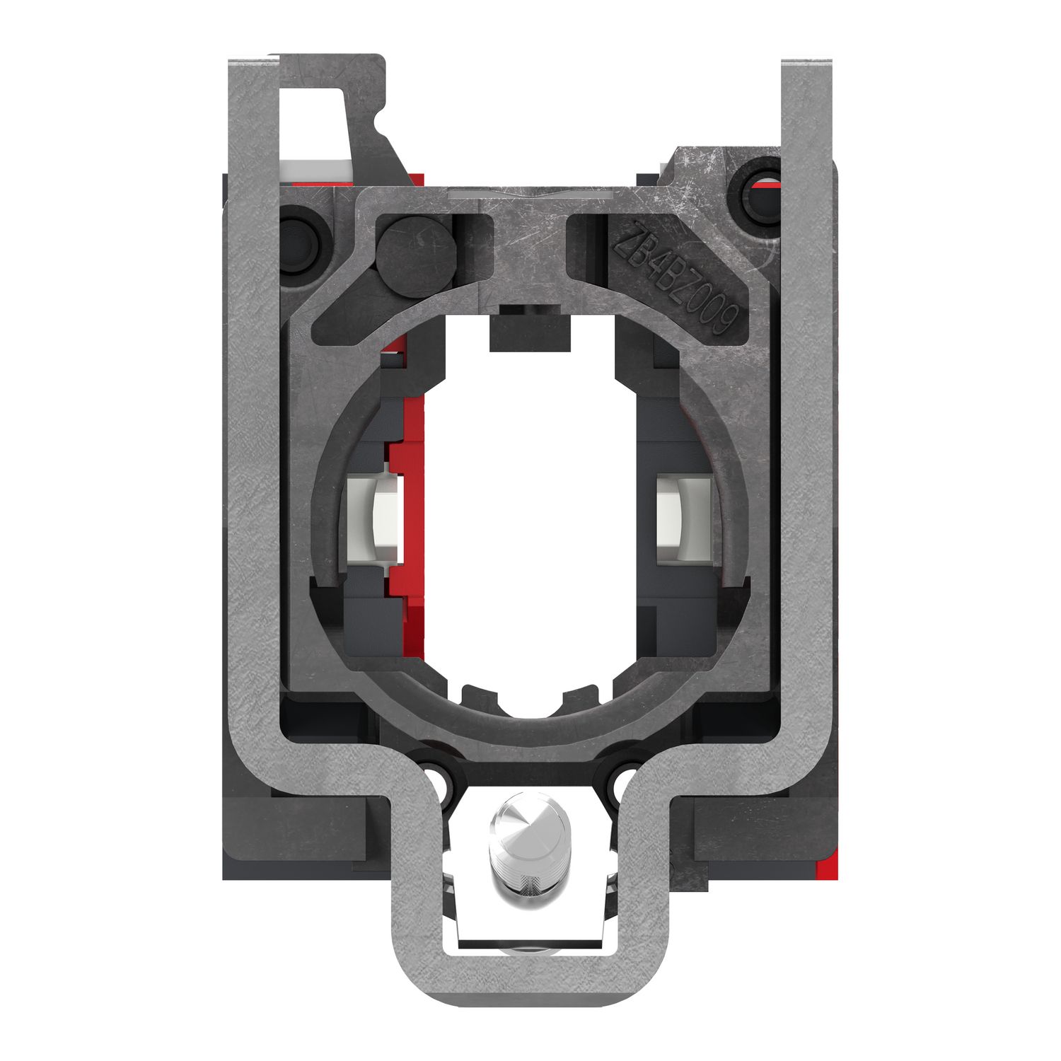 Picture of Complete body contact assembly, Harmony XB4, single contact, with fixing collar, metal, 2 NC, compact push in terminals