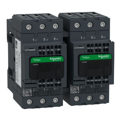 Picture of Reversing Contactor, TeSys Deca, 3P(3NO),AC-3, <=440V 40A,115V AC 50/60Hz coil, spring terminals