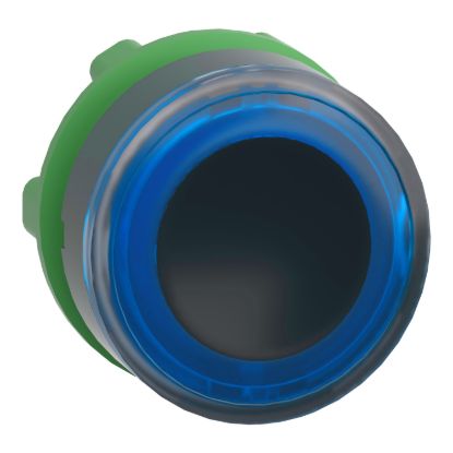 Picture of Head for illuminated push button, Harmony XB5, plastic, blue flush, 22mm, universal LED, spring return, illuminated ring