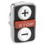 Picture of Head for triple headed push button, Harmony XB4, white flush/red projecting/white flush pushbutton 22mm with marking