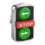 Picture of Head for triple headed push button, Harmony XB4, green flush/red projecting/green flush pushbutton 22mm with marking