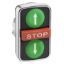 Picture of Head for triple headed push button, Harmony XB4, green flush/red projecting/green flush pushbutton 22mm with marking