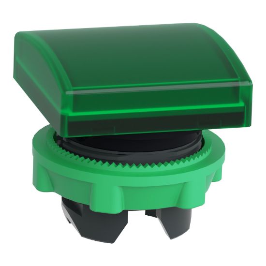 Picture of Head for pilot light, Harmony XB5, square green, 22mm, with plain lens, universal LED