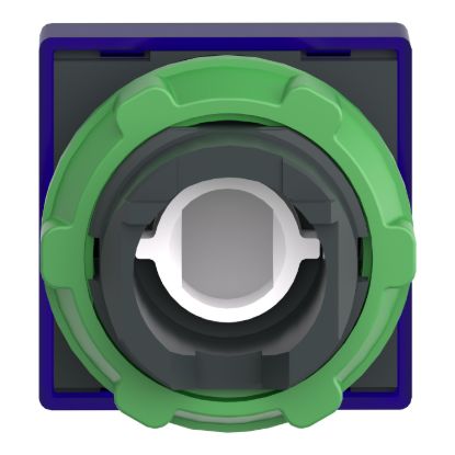 Picture of Head for pilot light, Harmony XB5, plastic, blue square, 22mm, universal LED, plain lens