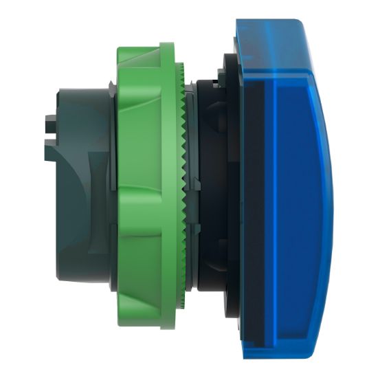 Picture of Head for pilot light, Harmony XB5, plastic, blue square, 22mm, universal LED, plain lens