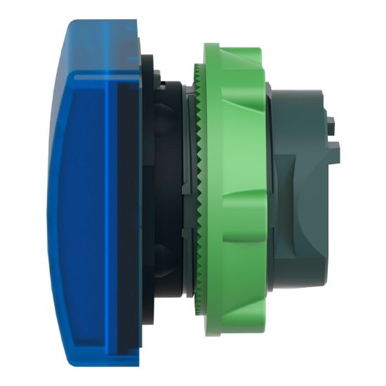 Picture of Head for pilot light, Harmony XB5, plastic, blue square, 22mm, universal LED, plain lens