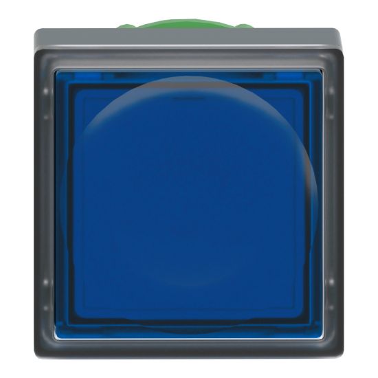 Picture of Head for illuminated push button, Harmony XB5, plastic, blue square flush, 22mm, universal LED, push-push, unmarked