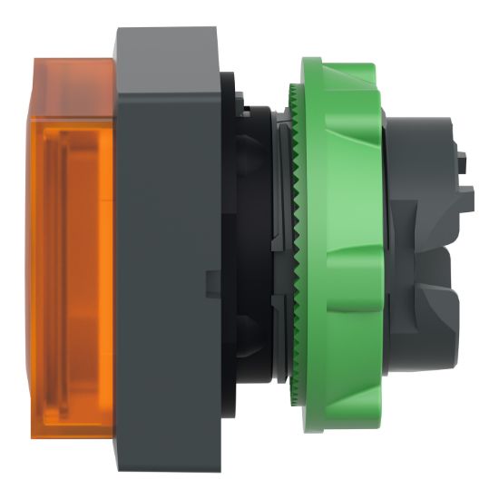 Picture of Head for illuminated push button, Harmony XB5, plastic, orange projecting, 22mm, universal LED, for insertion of legend