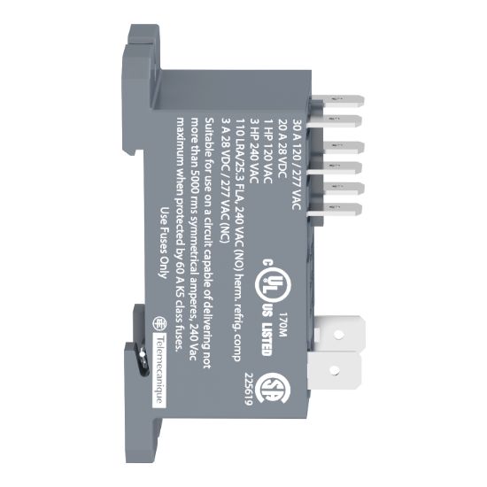 Picture of power relay, Harmony electromechanical relays, DIN rail or panel mount relay, 30A, 2CO, 24V DC