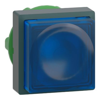 Picture of Head for illuminated push button, Harmony XB5, plastic, blue square projecting, 22mm, universal LED,