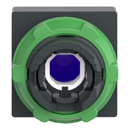Picture of Head for illuminated push button, Harmony XB5, plastic, blue square projecting, 22mm, universal LED,