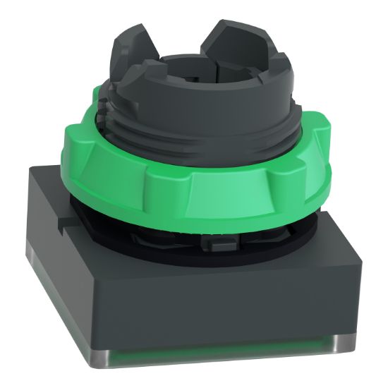 Picture of Head for illuminated push button, Harmony XB5, green square square flush, 22mm, universal LED, for insertion of legend