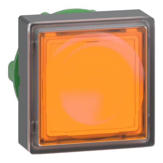 Picture of Head for illuminated push button, Harmony XB5, orange square flush, 22mm, universal LED, spring return, unmarked