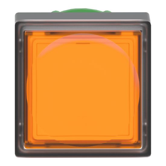 Picture of Head for illuminated push button, Harmony XB5, orange square flush, 22mm, universal LED, spring return, unmarked