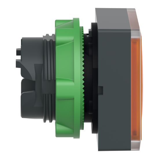 Picture of Head for illuminated push button, Harmony XB5, orange square flush, 22mm, universal LED, spring return, unmarked