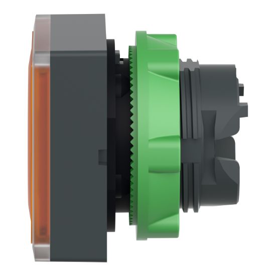 Picture of Head for illuminated push button, Harmony XB5, orange square flush, 22mm, universal LED, spring return, unmarked