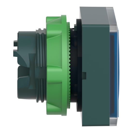 Picture of Head for illuminated push button, Harmony XB5, plastic, blue square flush, 22mm, universal LED, for insertion of legend