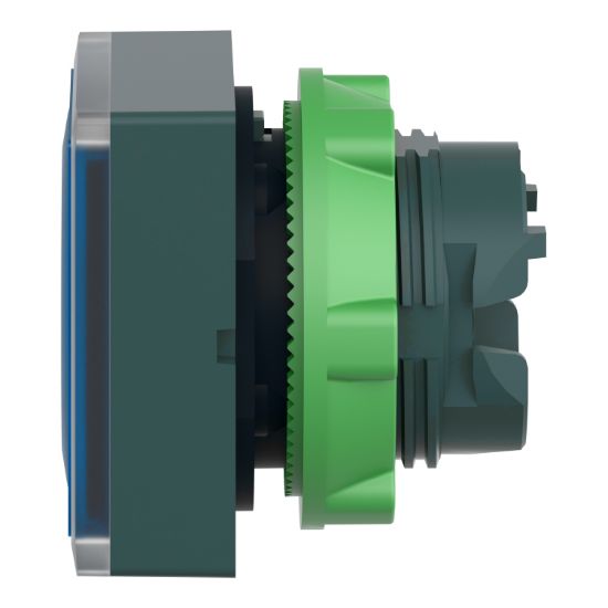 Picture of Head for illuminated push button, Harmony XB5, plastic, blue square flush, 22mm, universal LED, for insertion of legend