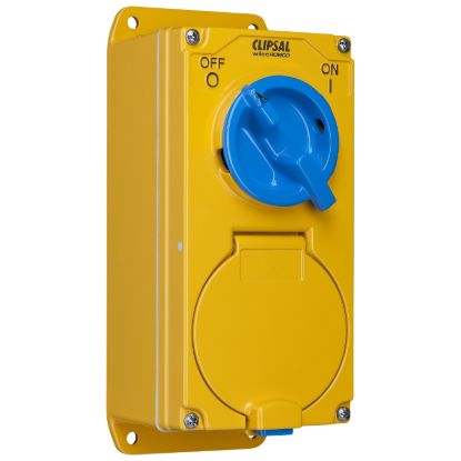 Picture of Switched Socket Outlet, Metal Clad, 500V, 10A, 5 Round PIN, IP66, 3 Pole, 1 Gang, Size 2