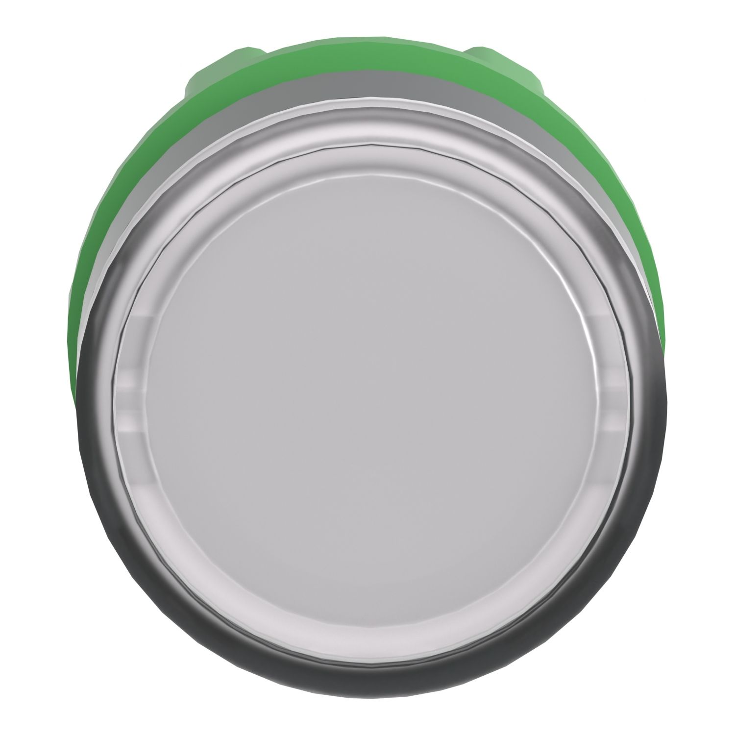 Picture of Head for illuminated push button, Harmony XB5, plastic, white flush, 22mm, universal LED, for insetion of legend