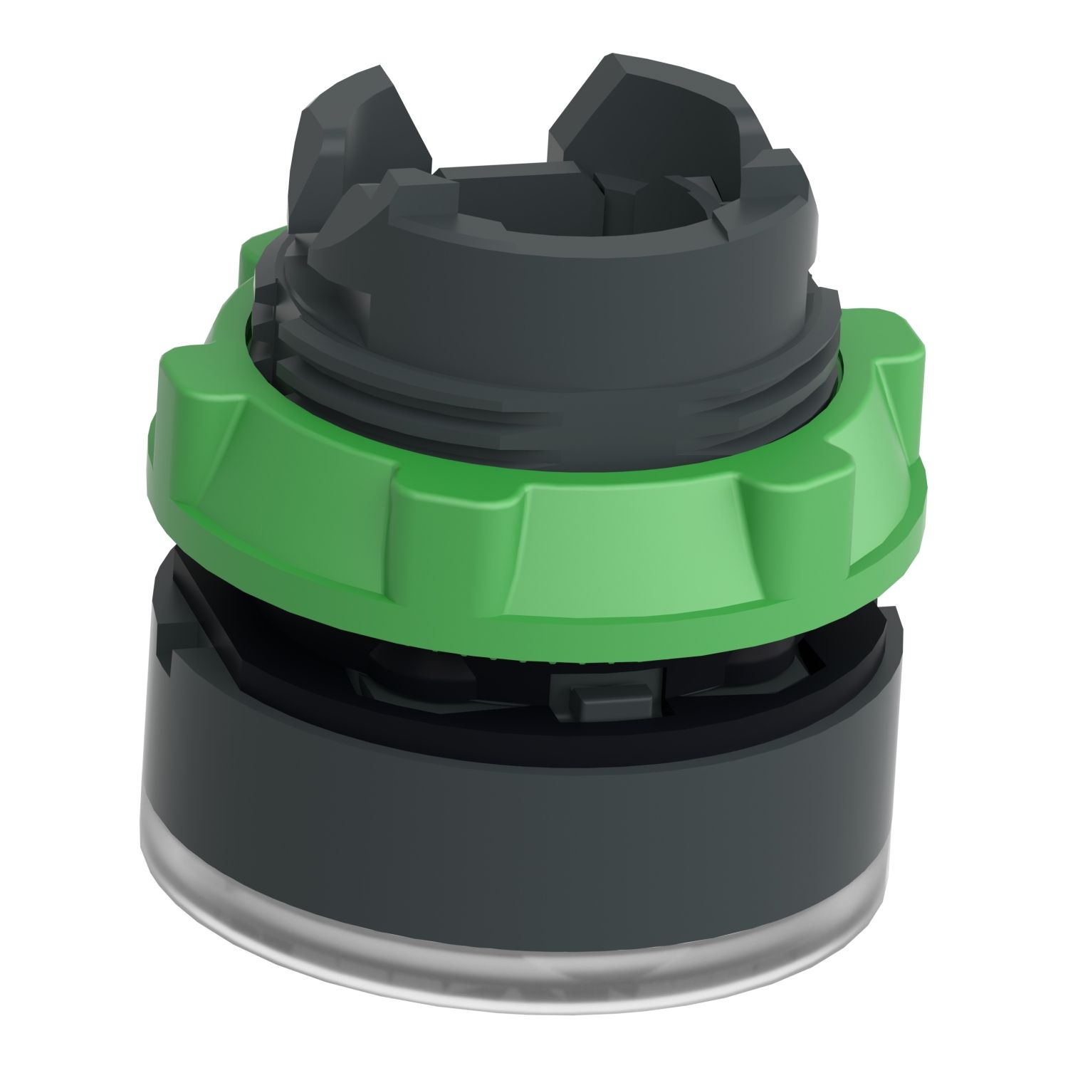 Picture of Head for illuminated push button, Harmony XB5, plastic, white flush, 22mm, universal LED, for insetion of legend